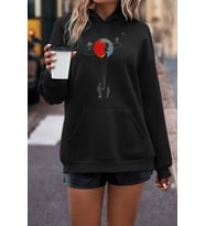 Unisex Evren Temalı Baskılı Sweatshirt (Siyah)