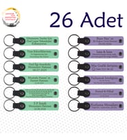 Yeşil & Mor Menekşe, Resim Atölyesi Mezunlarına Anı, 26’lı Set, İsim Yazılabilen Deri Anahtarlık