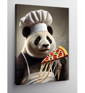 Kanvas Tablo Pizza Şefi Panda ve Mizahi Yaratıcılık