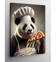 Kanvas Tablo Pizza Şefi Panda ve Mizahi Yaratıcılık