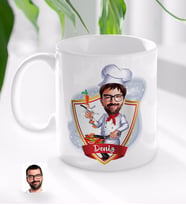BK Gift Kişiye Özel İsimli Erkek Chef Karikatürlü Beyaz Kupa Bardak-1