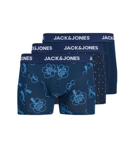 JACK JONES Desenli Pamuklu Erkek 3 lü Kutulu Boxer 12298171 (Karışık)