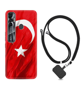 Tecno Spark 6 6 Go 8C 8 Pro 7 7 Pro Kılıf Boyun Askılı Silikon Şanlı Türk Bayrağı 4 1401