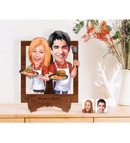 BK Gift Kişiye Özel Sevgililer Karikatürlü Ahşap Standlı 3D Biblo-57 (Beyaz)