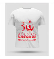 30 Ağustos Zafer Bayramı Baskılı Oversize Bisiklet Yaka T-shirt - Beyaz