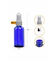 Mavi Cam Şişe 100ml Beyaz Sprey Başlıklı