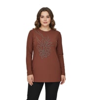 Kadın Önü Nakışlı Bluz BGL-ST05091 (Taba)