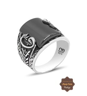 Oniks Taşlı Vav Model 925 Ayar Gümüş Erkek Yüzük 201023333