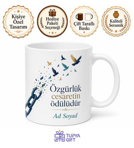 Dünya Özgürlük Günü Zincirlerini Kıran Bağımsız Bireylere Özel Tasarım Kupa Bardak Hediye