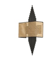 HANDE SİYAH DİKDÖRTGEN RATTAN ABAJURLU APLİK