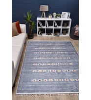 Dijital Kaymaz Yıkanabilir Mavi Geometrik Salon Halısı Mutfak Halısı Koridor Halısı Yolluk HLN5058