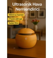 LED Işıklı  Açık Ahşap Ultrasonik Hava Nemlendirici  Sessiz Çalışma