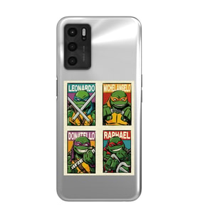 Oppo A16 / A55 Uyumlu Ninja Kaplumbağalar Tasarımlı Şeffaf Telefon Kılıfı