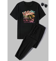 Unisex Brand New Journey Baskılı 2'li Eşofman Takımı (Siyah)