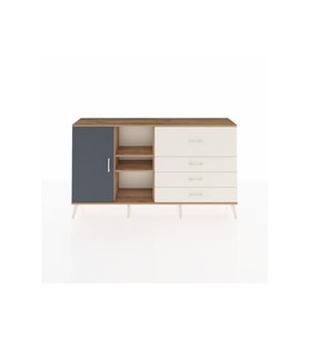 Arges Konsol 4 Raflı 4 Çekmeceli Tek Kapaklı  176x30x99 Çam-Antrasit/Aytaşı