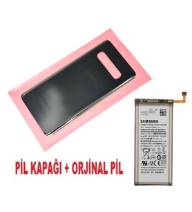 Tkgz Samsung Galaxy S10 Arka Pil Batarya Kapağı + PİL (CAM) SİYAH