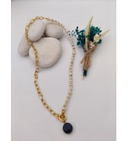 STONEAGE İnci ve Lapis Lazuli Taşlarından Şifa Kolyesi (Altın / Dore)