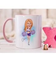 Bk Gift Kişiye Özel Ponpon Kız Karikatürlü Pembe Kupa Bardak-2, Sevgiliye Hediye, Arkadaşa Hediye