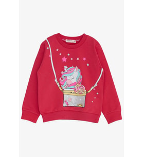 Breeze Kız Çocuk Sweatshirt Unicorn 2-6 Yaş, Fuşya