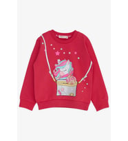 Breeze Kız Çocuk Sweatshirt Unicorn 2-6 Yaş, Fuşya