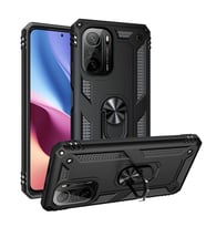 Xiaomi Redmi K40 Kılıf Zore Vega Yüzüklü Standlı Zırh Kılıf (Siyah)