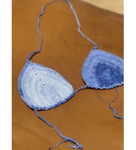 El Örgüsü Mavi Üçgen Bikini Üstü