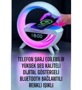 Bluetooth Hoparlör Dijital Göstergeli Wireless Şarj Rgb Işıklı