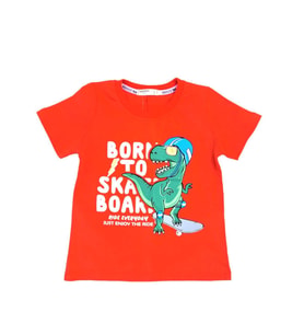 Erkek Çocuk Pamuklu Rahat Kesim Dinazor Baskılı Tshirt