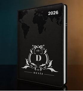 BK Gift Kişiye Özel İsimli Termo Sert Kapak 2026 Siyah Ajanda -8, Öğretmenler Günü Hediyesi, Yeni İş Hediyesi