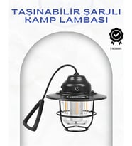 Geometrik Tasarımlı Vintage Kamp Lambası - Type-C Şarj Ayarlanabilir Parlaklık