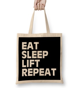 Eat Sleep Lift Repeat Bez Çanta Uzun Saplı