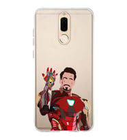 Huawei Mate 10 Lite Uyumlu Iron Man Desenli Şeffaf Telefon Kılıfı