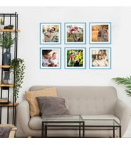 AION CASA 3'lü Mavi Yapışkanlı Sök Tak Kare Çerçeve Fotoğraf Baskısı Dahil