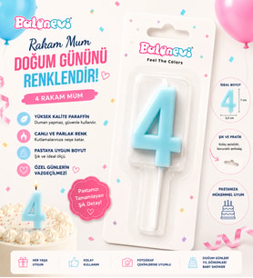 4 Yaş Pasta Mumu İlk Yaş Doğum Günü Rakam Mum Kız & Erkek Doğum Günü Pasta Süsü