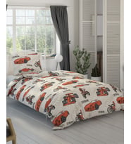 TEK KİŞİLİK ÇOCUK ARABA DESENLİ NEVRESİM TAKIMI %100 PAMUKLU RANFORCE KUMAŞ (Kırmızı)