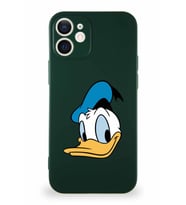 Apple iPhone 12 Mini Soft Premier Kapak Donald Duck-B Tasarımlı Silikon Kılıf - Yeşil (Şeffaf)