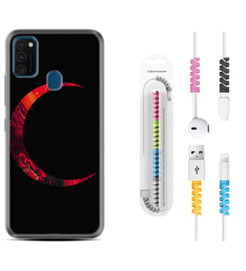 Samsung M21 M22 M23 M30 M31S M32 Kılıf Kablo Koruma Spiral Silikon Red Moons 1747