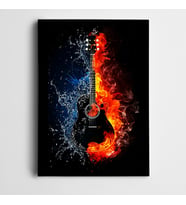 Gitar Ateş ve Su Kanvas Tablo
