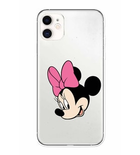 Apple iPhone 11 Uyumlu Kamera Korumalı Tıpalı Kapak Minnie Mouse TasarımlıŞeffaf Kılıf