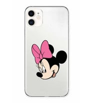 Apple iPhone 11 Uyumlu Kamera Korumalı Tıpalı Kapak Minnie Mouse TasarımlıŞeffaf Kılıf