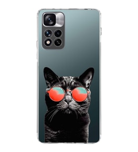 PrintiFy Xiaomi Redmi Note 11 Pro Plus ile Uyumlu 1mm Slim Fit Kedi 3 050d Baskılı Şeffaf  Kılıf
