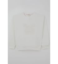 Breeze Kız Çocuk Sweatshirt Kelebek Aplike Nakışlı 8-12 Yaş, Ekru