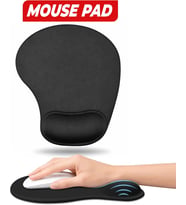 Bilek Destekli Mouse Pad, Memory Foam Hafızalı Süngerli Ergonomik Fare Altlığı, Kaymaz Tabanlı Mousepad, Ofis, Bilgisayar ve Laptop Kullanımına Uygun Masa Pedi