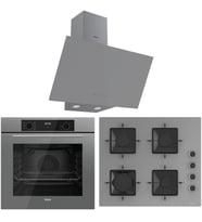 Ferre FlowArt QBL63CPR - SS208 - D079 7 Prog. Dijital Turbo Ankastre Set - Gri
