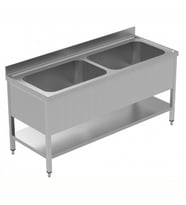 Electrolux Professional Yıkama-süzme Tezgahı, 2 Evye (810x540x350 Mm), Taban Raflı - 1800 Mm, Plus LSGVLP1802