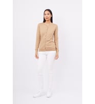 Peraluna MILA CARDIGAN Bisiklet Yaka Basic Pamuklu Kadın Triko Hırka - Camel