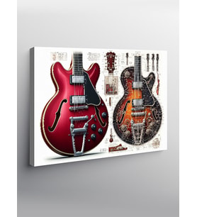 Kanvas Tablo Kırmızı Gitar Koleksiyonu