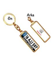 Kişiye Özel Plaka Metal Anahtarlık   Seat Logo (Altın)