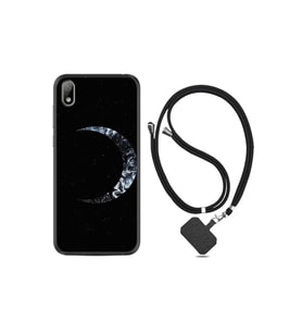 Huawei Y5 2019 Kılıf Silikon Desen Boyun Askılı Yalnız Ay 1744