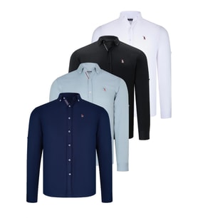 DÖRTLÜ SET G674 DEWBERRY ERKEK GÖMLEK-SİYAH-BEYAZ-LACİVERT-SU YEŞİLİ (Karışık)